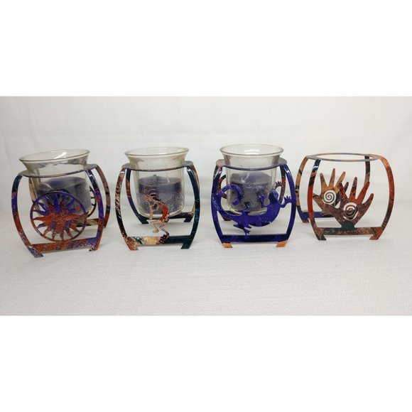 Celestial Lizard Hand Sun Kokopelli Artlite Candle Holder Color Fusion Votive 4 - Picture 3 of 5